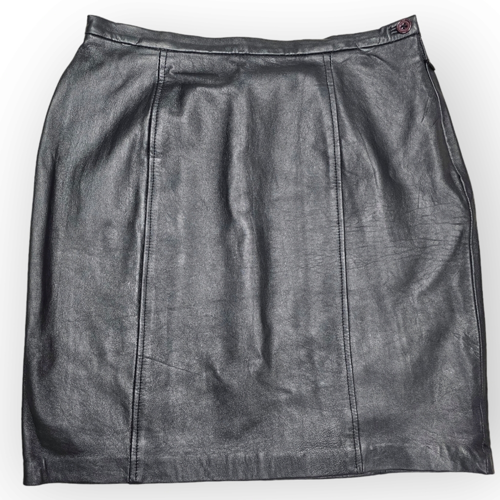 I.N.C. International Concepts Black Leather Mini Skirt Size 10P